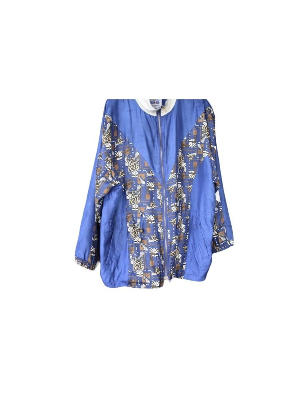 Vintage Women's Atlantic Beach Blue Silk Track Jacket L
